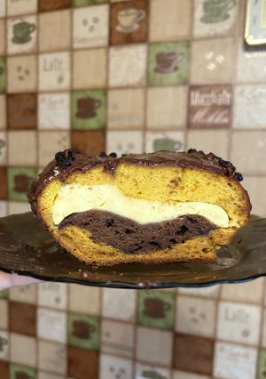 Гарбузово-шоколадний кекс з сирною начинкою і нутеллою