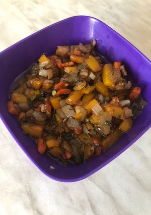 Гарнир из тыквы, лука и моркови