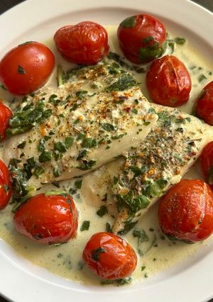 Запечена риба зі шпинатом та вершками