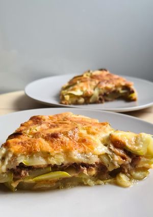 Пп лазанья из кабачка, лазанья на скорую руку, пирог с рыбой