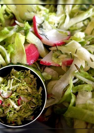 Салат з молодої капусти, огірка та редиски