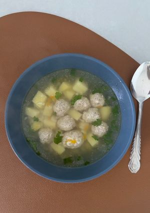Суп с фрикадельками и рисом
