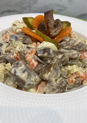 Салат зі смажених печериць ‍і моркви