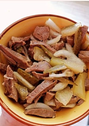 Шахтерский салат со свиным сердцем