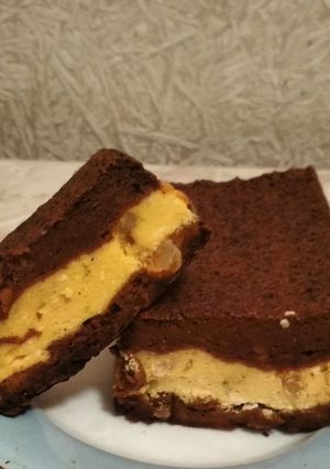 тыквенный брауни с творожной начинкой