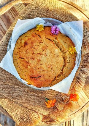 Пухкий манник з яблуком, грушею і топінамбуром