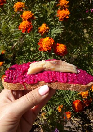 Бутерброды с свеклой и селедкой