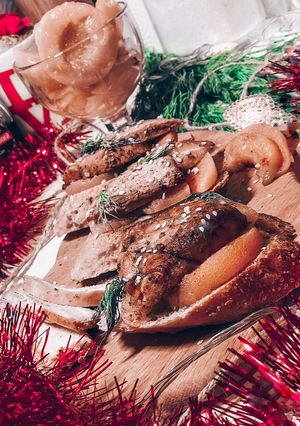 ️Брускетта с курицей и пряным персиком️