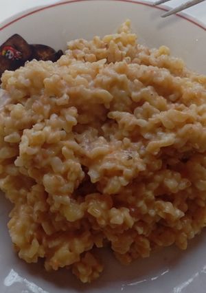 Каша булгур з овочами та грибною намазкою