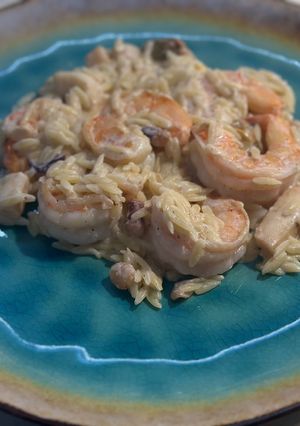 Паста ризони с креветками