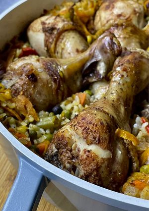 Печений рис з курятиною