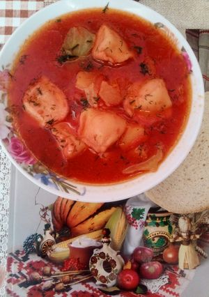 Борщ з пельменями