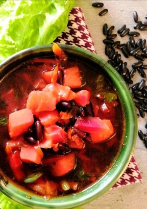 Борщ с черной фасолью без зажарки