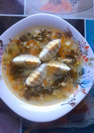 Зелений борщ з рисом