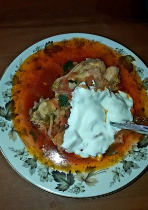 Красный борщ с мясом и фасолью