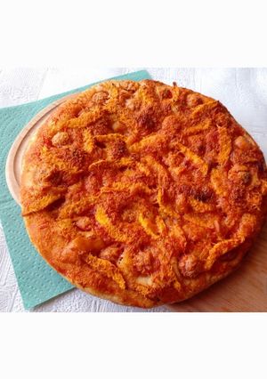 Швидка "піцца" з сосисками і смаженим гарбузом