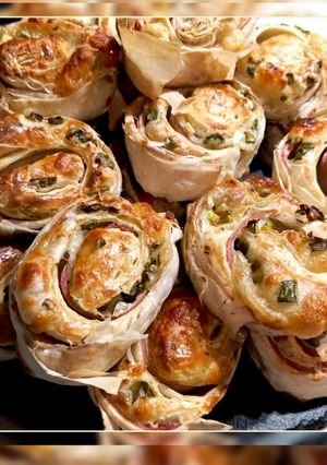 Слойки з плавленим сиром та шинкою з тістом філо