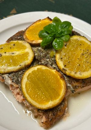 Запечений лосось з апельсинами