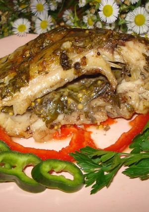 Карп запечённый в сметане