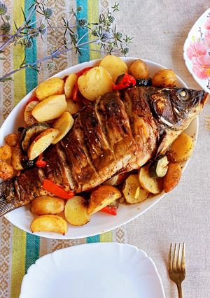 Короп в духовці з овочами