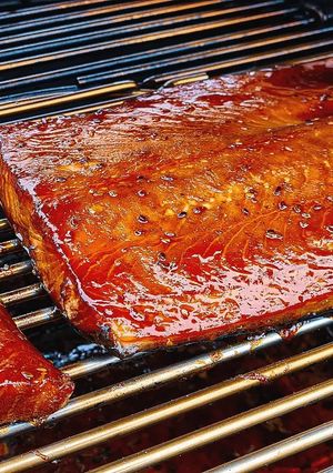 Лосось гарячого копчення, приготований на грилі