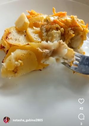 Минтай с картошкой в духовке