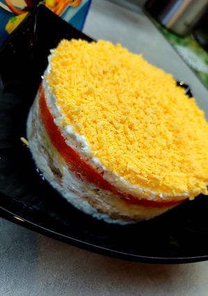 Мимоза с тунцом и яблоком