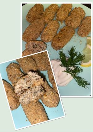 Палички з рибного фаршу з гречкою і сиром