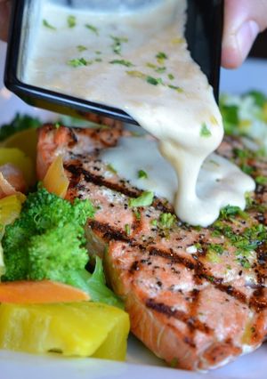 ПП ужин из лосося, овощей и камамбера