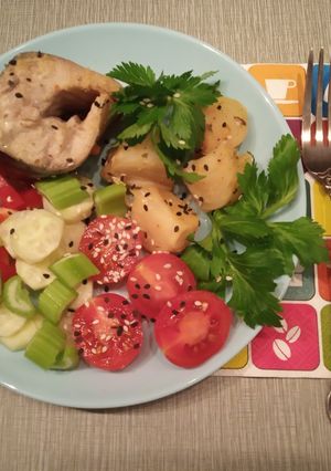 Паровая скумбрия из мультиварки