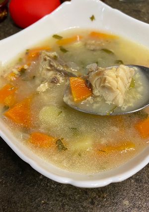 Рибна юшка з пшоном та морським окунем