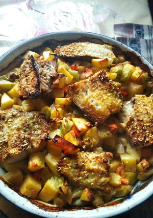 Хек запечений на овочевій подушці