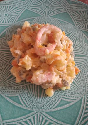 Пісний салат а-ля олів'є з морепродуктами (креветки)