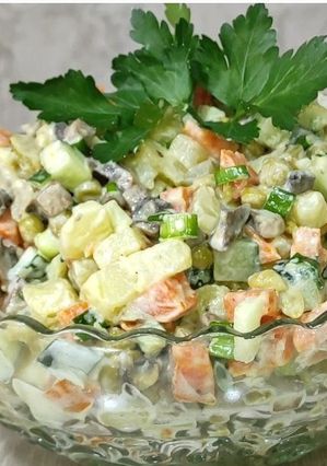 Пісний салат Олів'є без м'яса, смакота неймовірна!