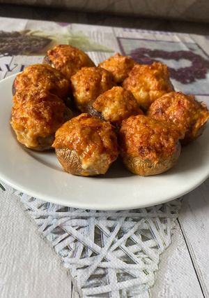 Запечені шампіньйони з фаршем в мультипечі