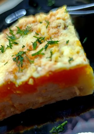 Запіканка з гарбуза з м'ясом під сиром