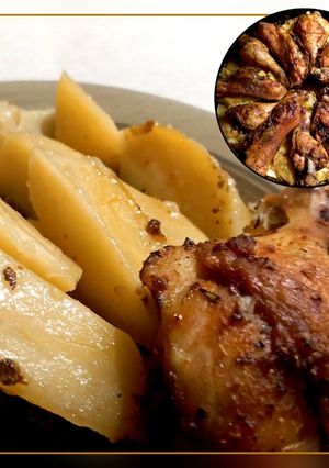 Картопля запечена в духовці з окорочками