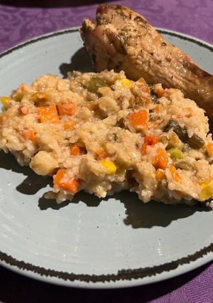 Курка з рисом та овочами