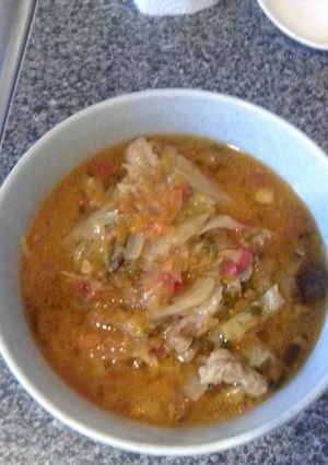 Курка з капустою і печерицями