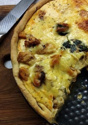 Кіш з куркою, грибами та шпинатом