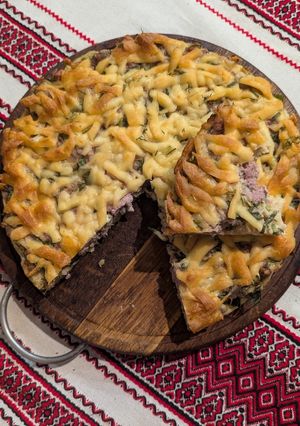 Лінивий пиріг з лаваша і фаршу