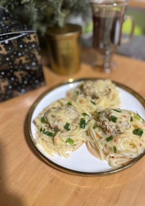 Макарони гнізда з індичим фаршем