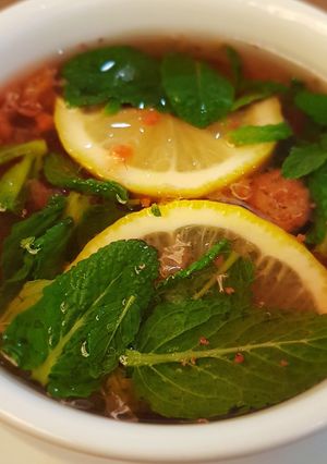 Чай с малиной и лимоном