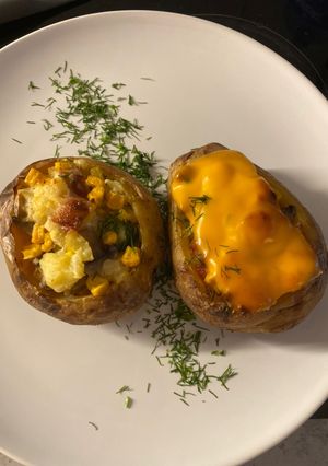 Запеченный картофель с грибами и беконом